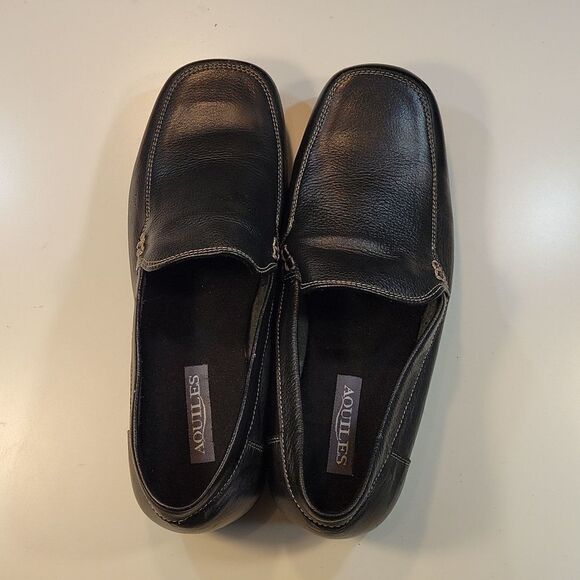 AQUILES  SQUARE TOE SLIP-ON WOMEN"S LEATHER FLAT SHOE - Picture 8 of 12